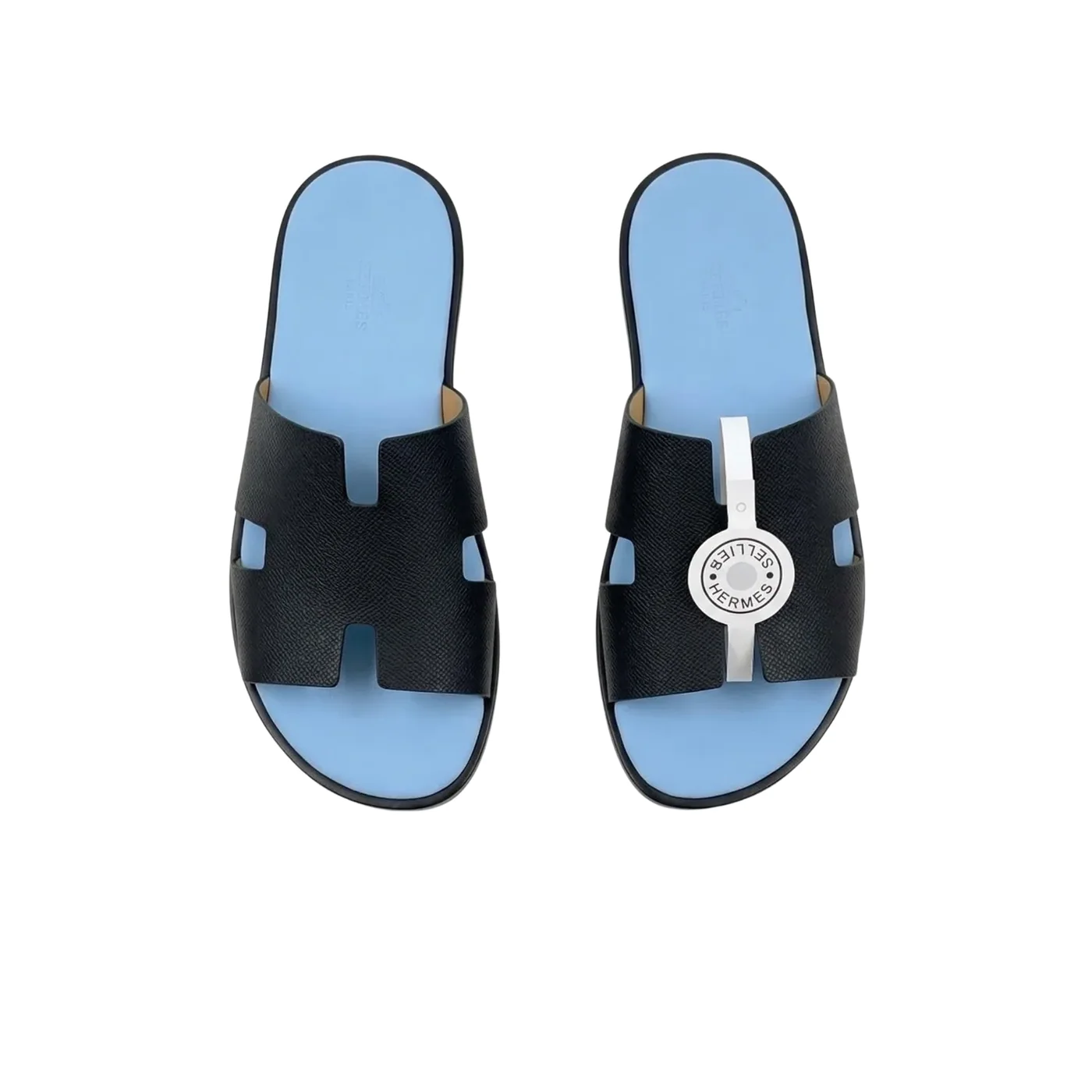 Hermes Izmir Sandals Black in Light Blue
