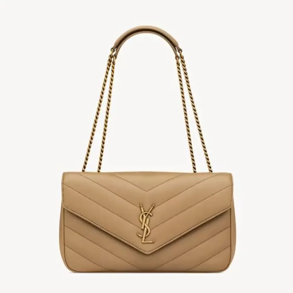 Saint Laurent YSL Loulou Medium in Matelasse Lambskin for Women in Natural Saint Laurent YSL Loulou Medium in Matelasse Lambskin for Women in Natural
