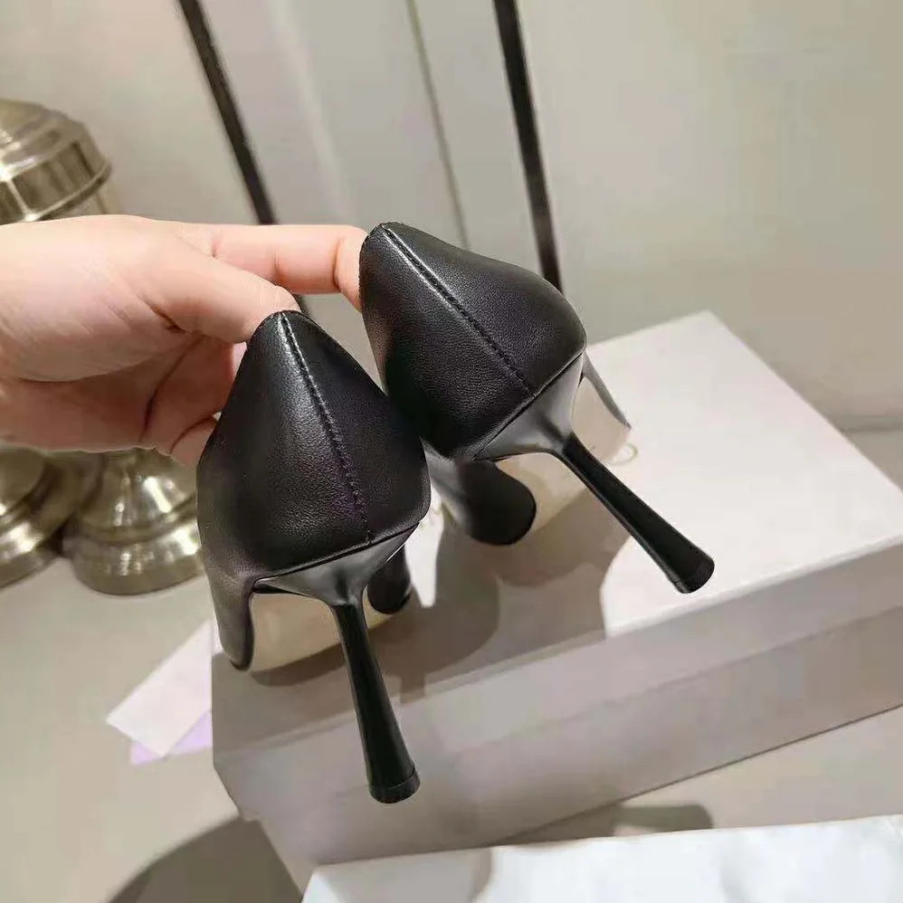 Jimmy Choo Maryanne 100 Black Calf Leather Pointed for Women in Toe Pumps