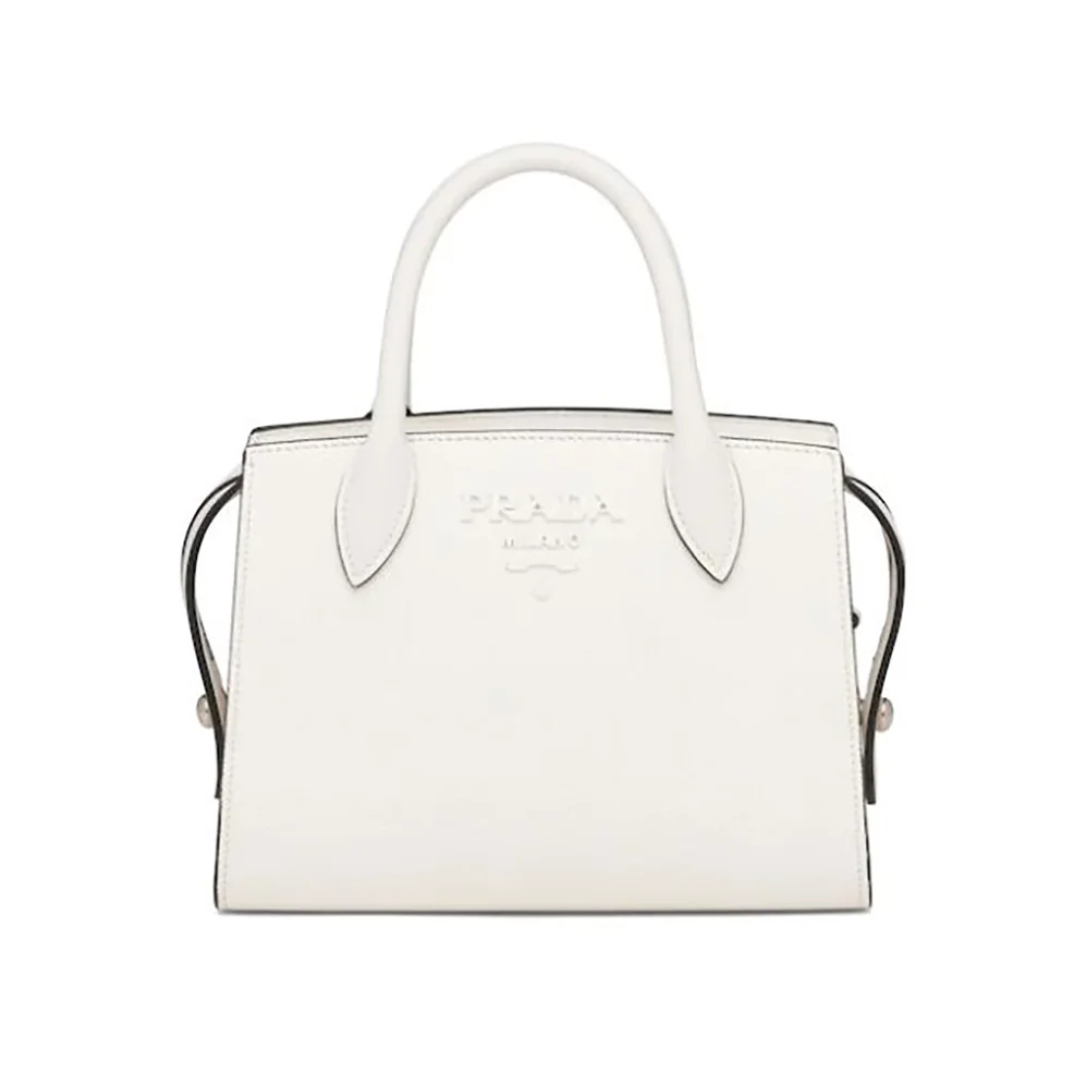 Prada Saffiano Leather Prada Monochrome Bag for Women in White Prada Saffiano Leather Prada Monochrome Bag for Women in White