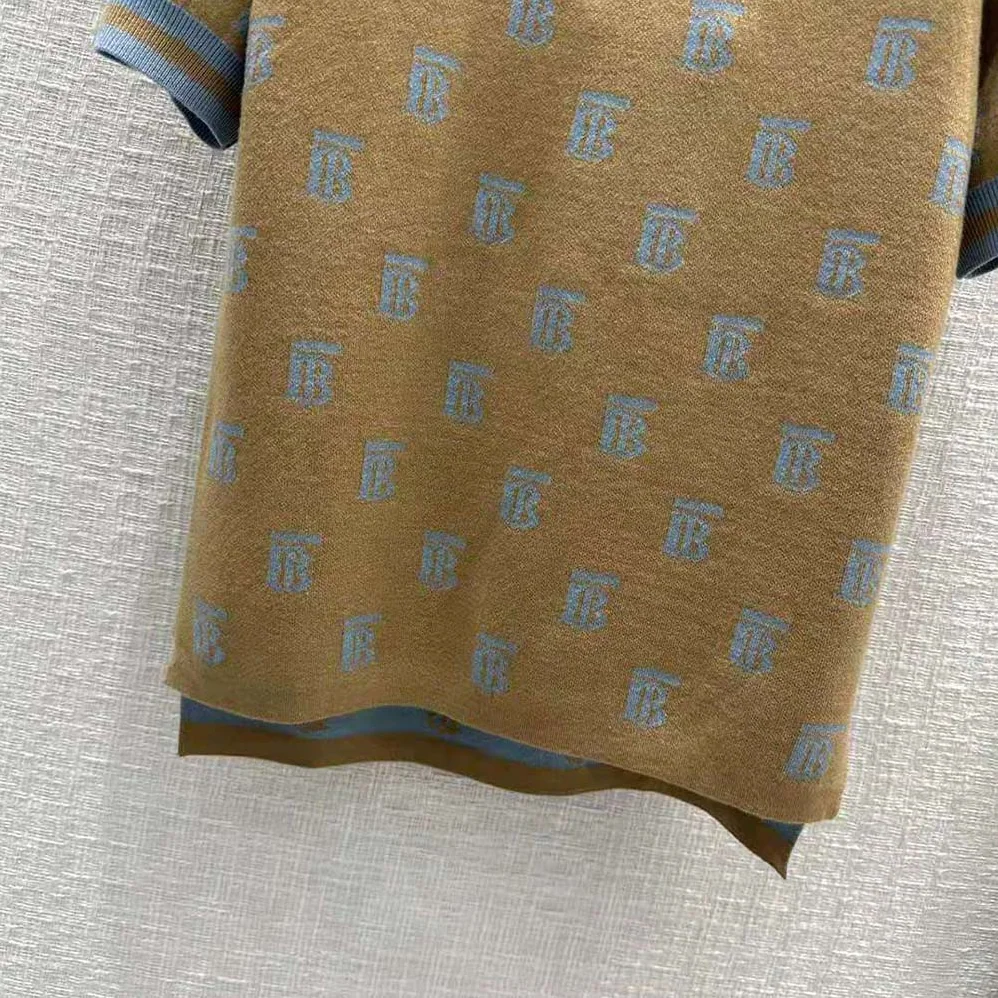 Burberry Monogram Wool Silk Blend Polo Shirt for Women