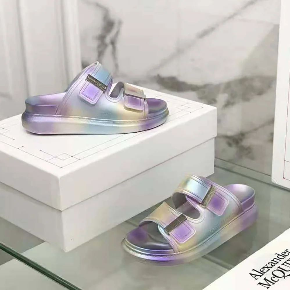 Alexander Mcqueen Oversized Hybrid Slide in Silver for Women
