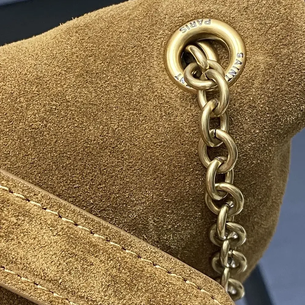 Saint Laurent YSL Cassandre Xxl Pouch On Chain In Suede for Women in Brown Saint Laurent YSL Cassandre Xxl Pouch On Chain In Suede for Women in Brown