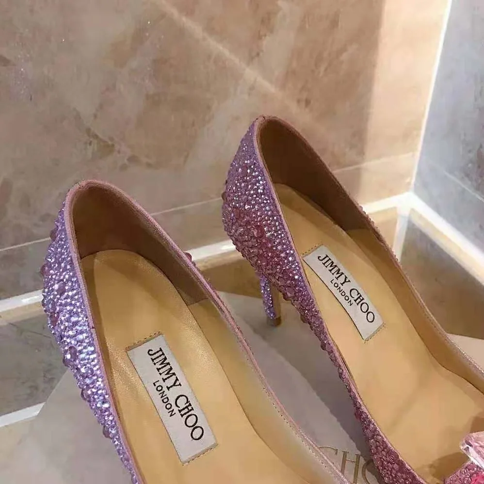 Jimmy Choo Alia Rose Mix Suede and Crystal Covered Pointy Toe Pumps for Women Jimmy Choo Alia Rose Mix Suede and Crystal Covered Pointy Toe Pumps for Women