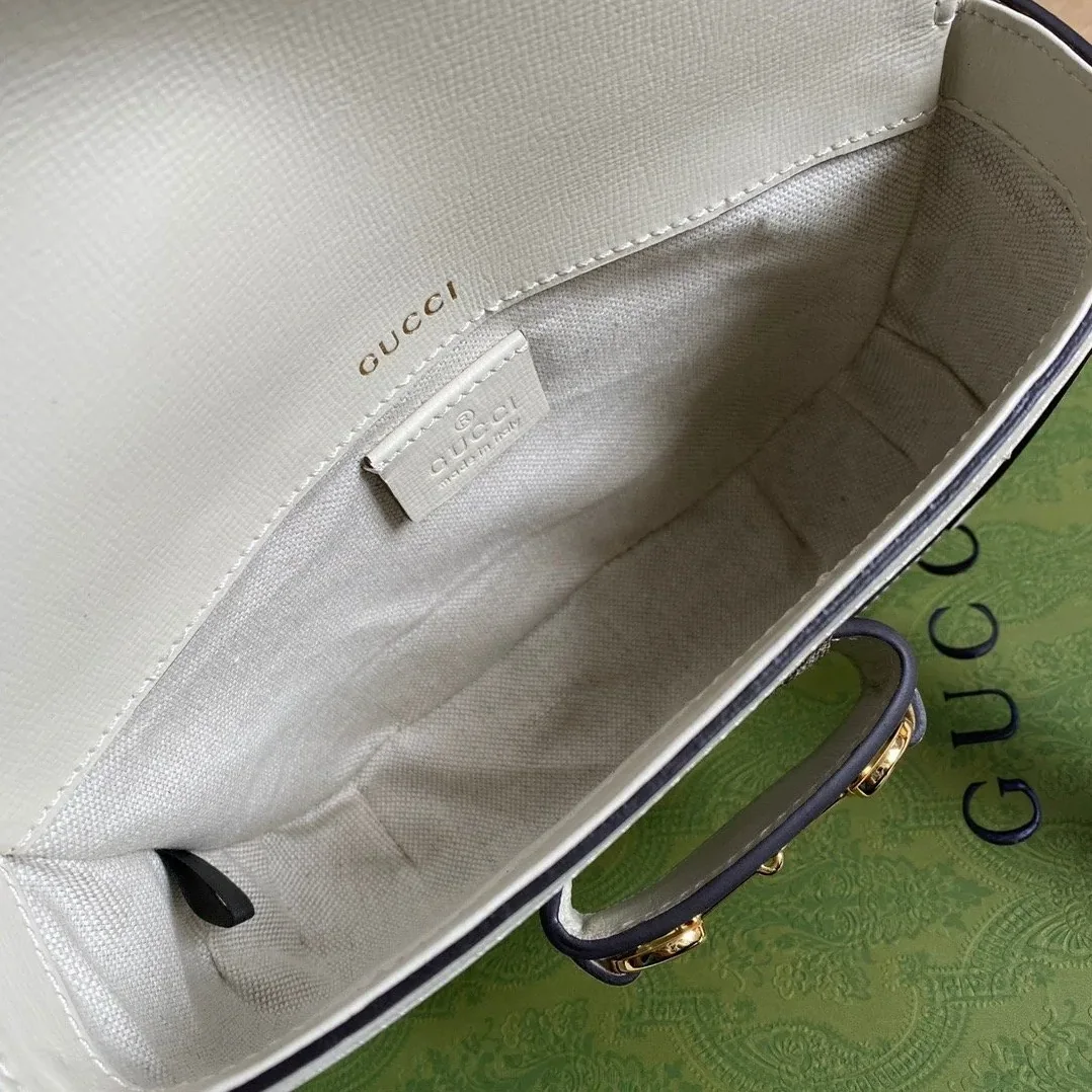 Gucci Horsebit 1955 GG Mini Bag White