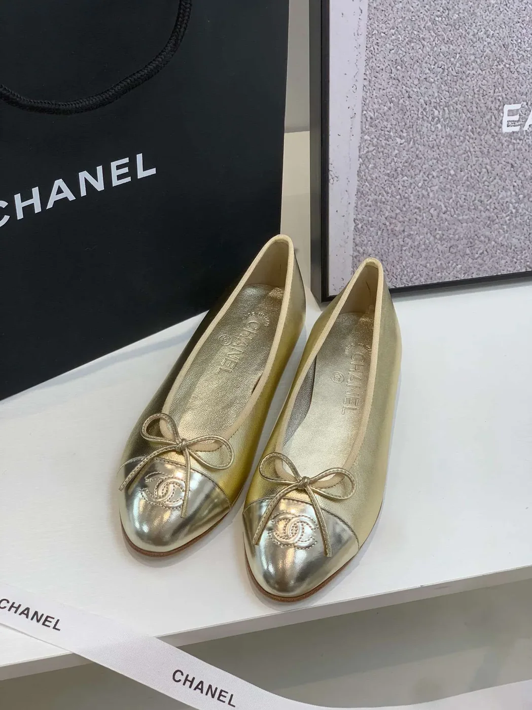 Chanel Ballet Flats Gold Chanel Ballet Flats Gold