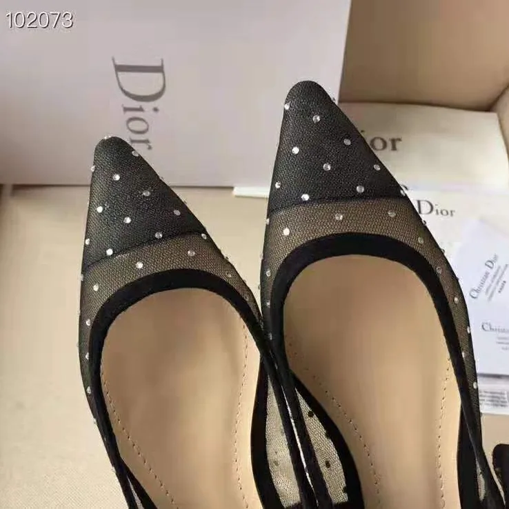 Dior “J'Adior” Ballet Pump Gold-Tone Dotted Swiss 10mm Heel for Women Dior “J'Adior” Ballet Pump Gold-Tone Dotted Swiss 10mm Heel for Women