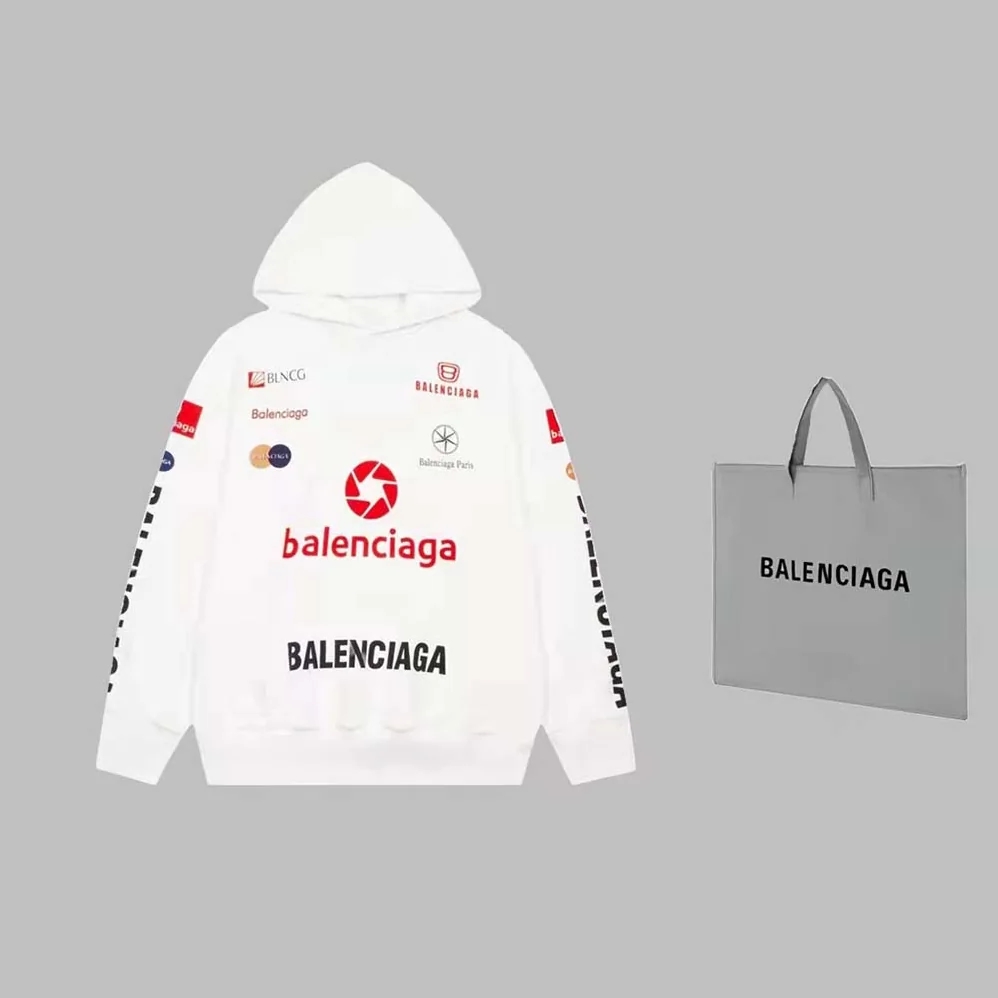 Balenciaga Top League Hoodie Oversized in White for Women