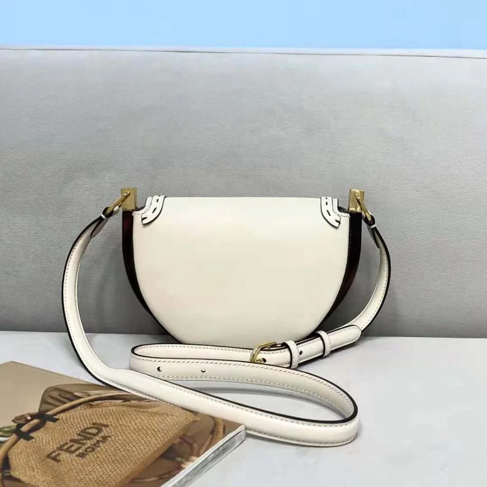Fendi Moonlight Hand-Stitched Leather Satchel Bag for Women in White Fendi Moonlight Hand-Stitched Leather Satchel Bag for Women in White