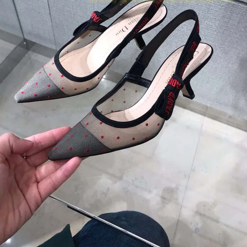 Dior Shoes J'Adior Dotted Swiss Slingback 65mm Heel for Women in Red Dior Shoes J'Adior Dotted Swiss Slingback 65mm Heel for Women in Red