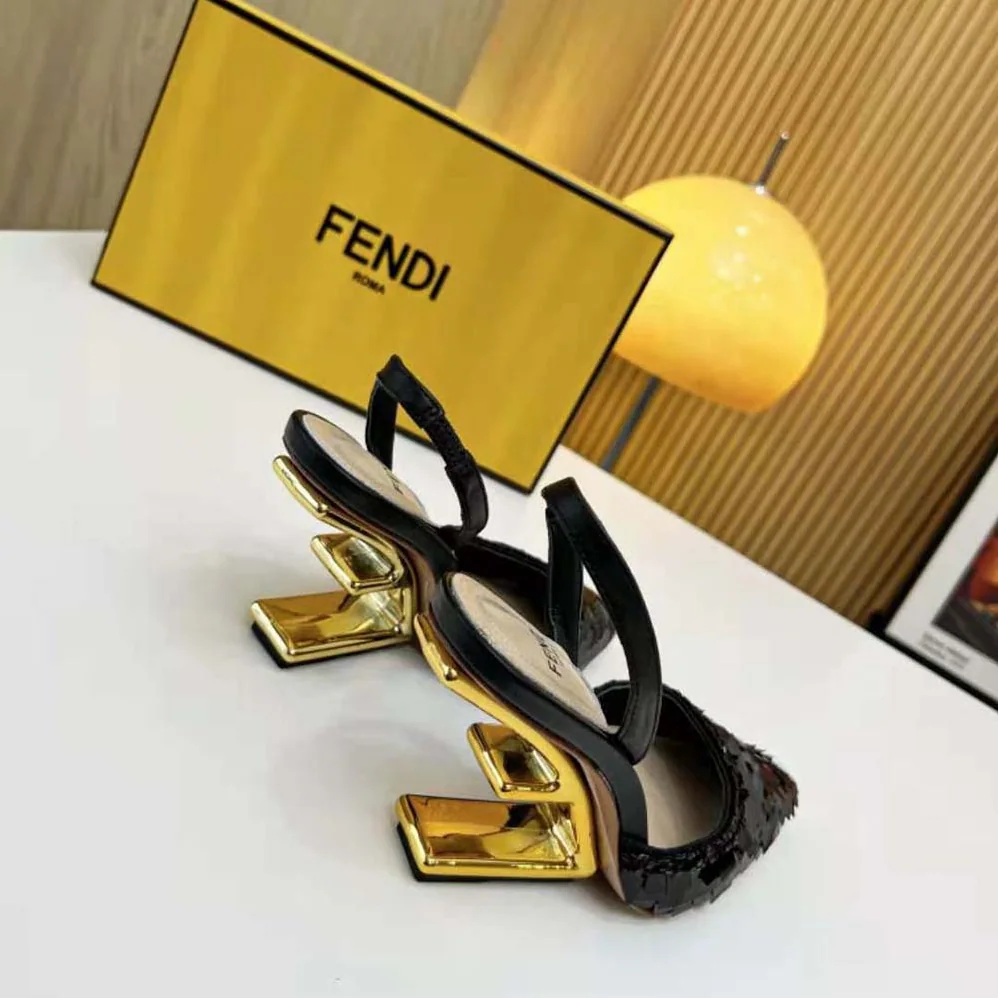 Fendi Colibrì Lite Black Sequin High for Women in heeled Slingbacks Fendi Colibrì Lite Black Sequin High for Women in heeled Slingbacks
