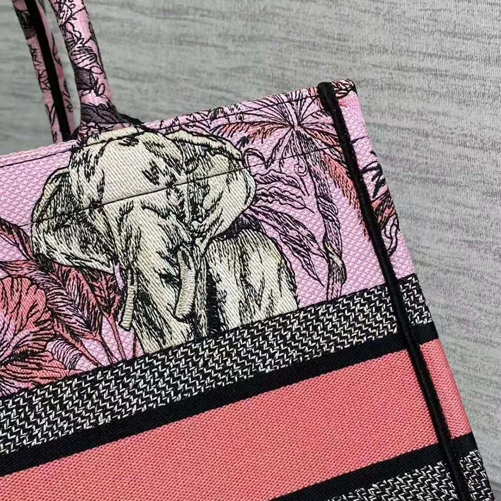 Dior Large Dior Book Tote Pink Multicolor Toile de Jouy Voyage Embroidery for Women