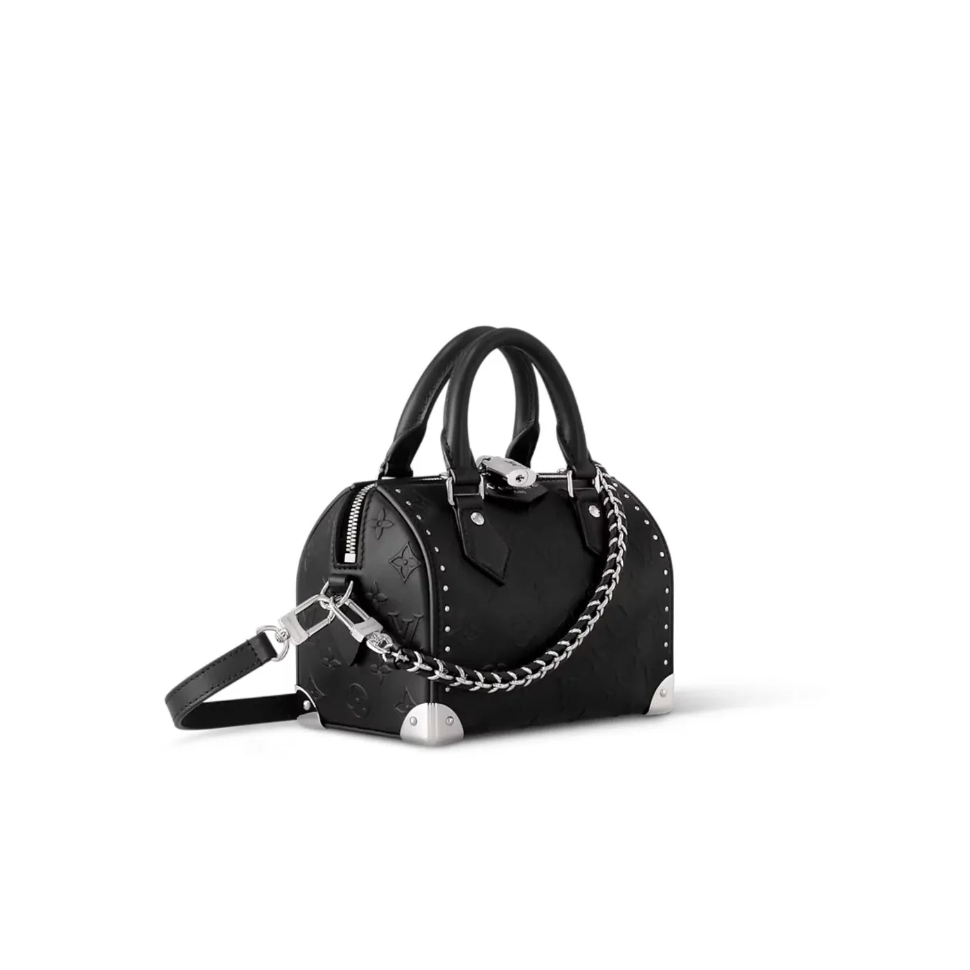 Louis Vuitton Speedy Trunk 20 Top Handle Bag in Black Silver Hardware