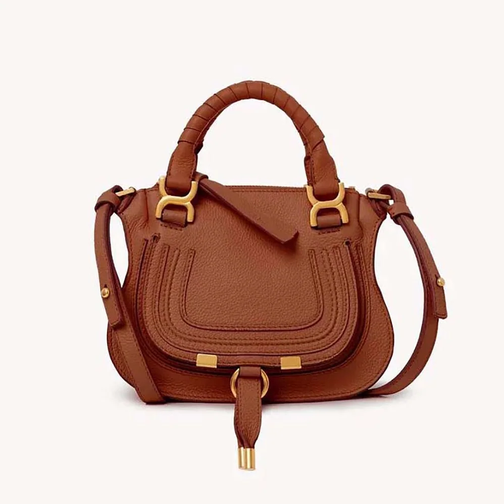 Chloe Marcie Mini Double Carry Bag for Women in Tan Chloe Marcie Mini Double Carry Bag for Women in Tan