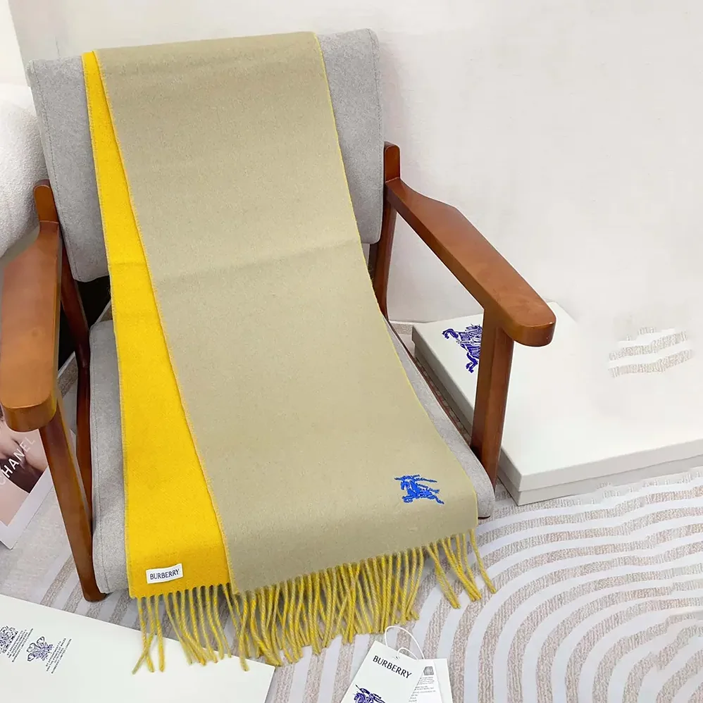 Burberry Reversible Cashmere Scarf for Unisex in Yellow Burberry Reversible Cashmere Scarf for Unisex in Yellow