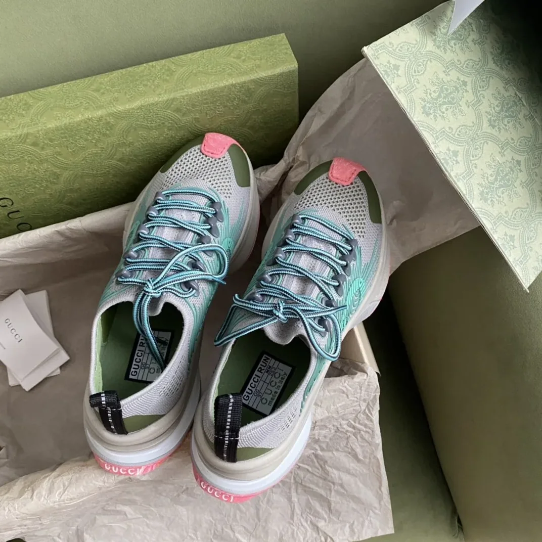 Gucci Run Sneaker Gray Orange for Men Gucci Run Sneaker Gray Orange for Men