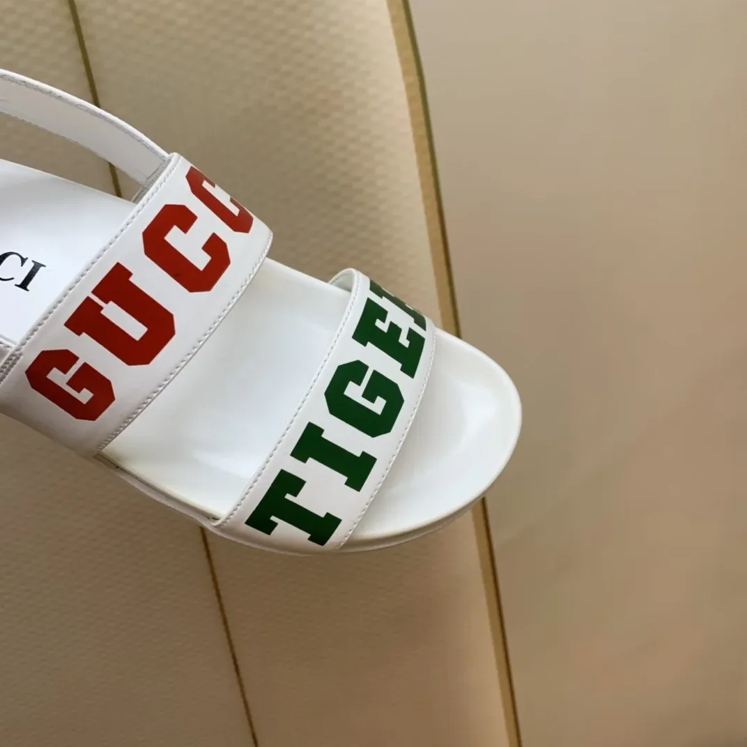Gucci Tiger And Buckle Sandal White for Women