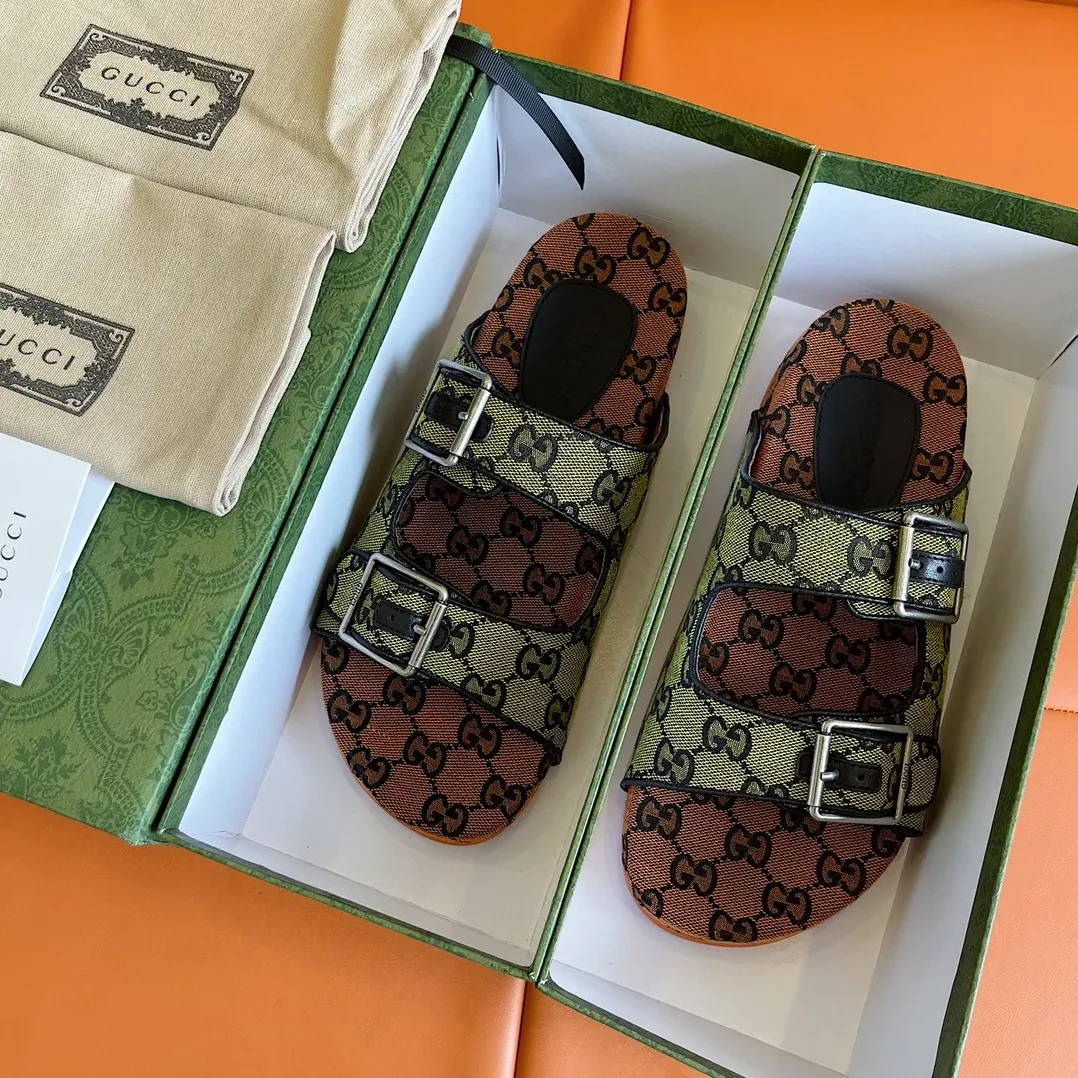 Gucci Slide Sandal With Straps Orange And Green 2HK60 Gucci Slide Sandal With Straps Orange And Green 2HK60