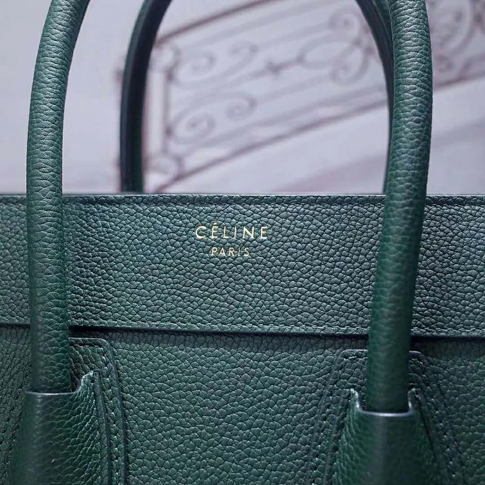 Celine Micro Luggage Handbag in Drummed Calfskin for Women in Dark Green Celine Micro Luggage Handbag in Drummed Calfskin for Women in Dark Green