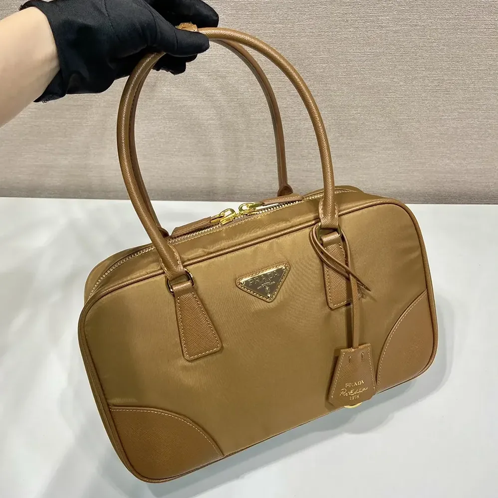 Prada Re-Edition 1978 Medium Re-Nylon and Saffiano Leather Two-handle Bag for Women in Brown