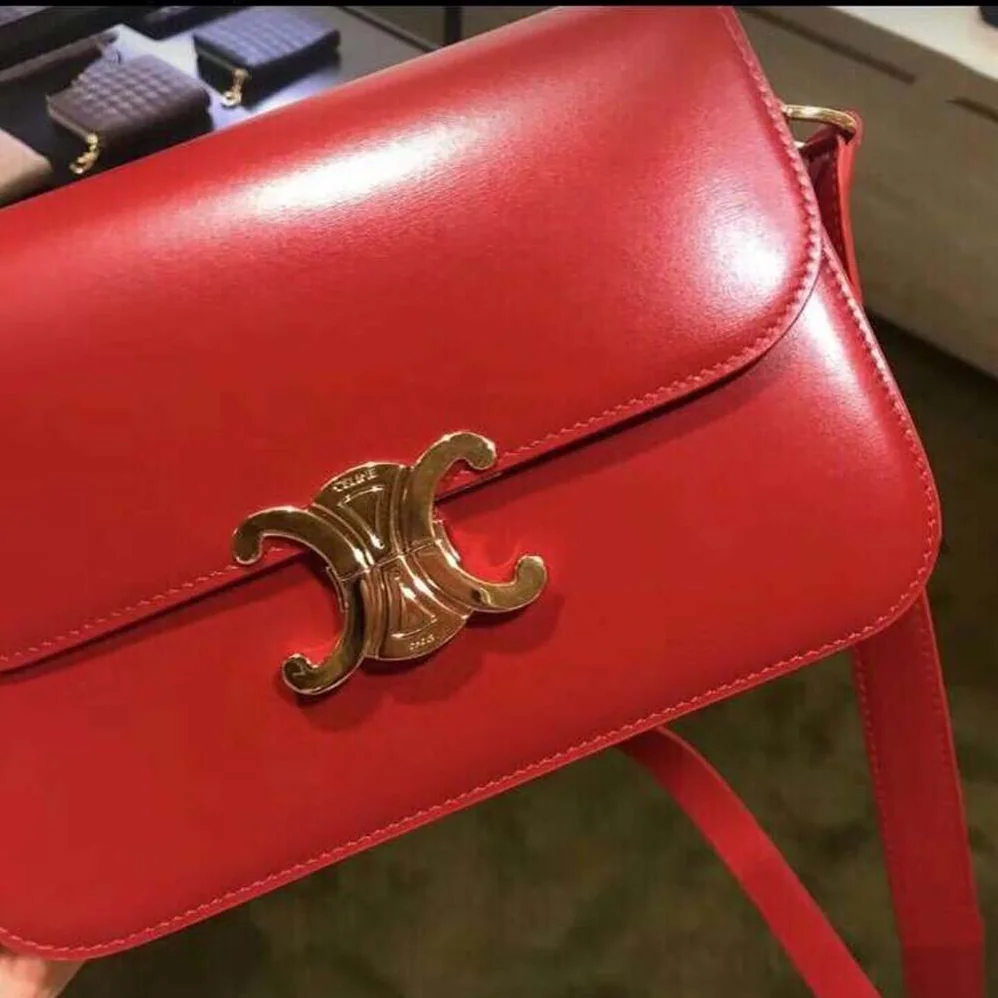 Celine Teen Triomphe Bag in Shiny Calfskin for Women in Red Celine Teen Triomphe Bag in Shiny Calfskin for Women in Red