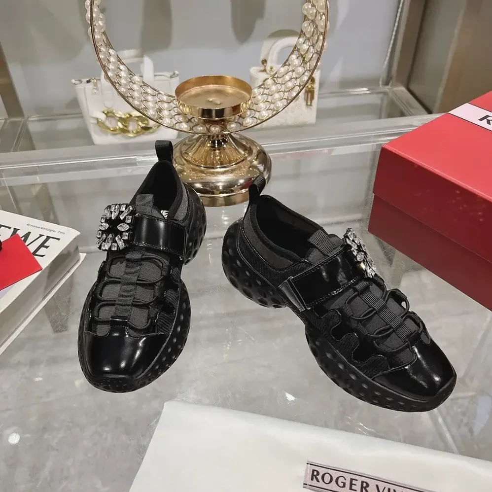 Roger Vivier Viv' Run Light Trekky Sneakers in Fabric for Women in Black Roger Vivier Viv' Run Light Trekky Sneakers in Fabric for Women in Black
