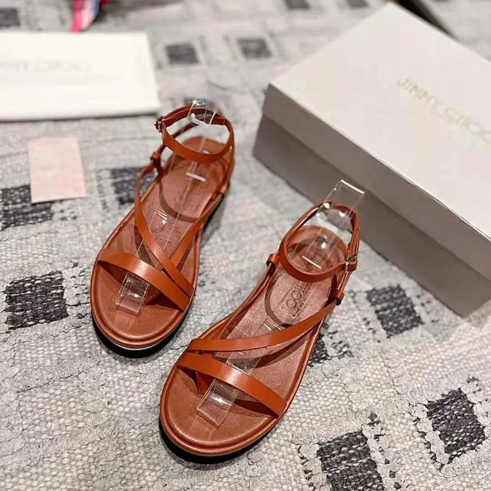 Jimmy Choo Pine Flat Cuoio Vachetta Leather Platform Sandals for Women Jimmy Choo Pine Flat Cuoio Vachetta Leather Platform Sandals for Women