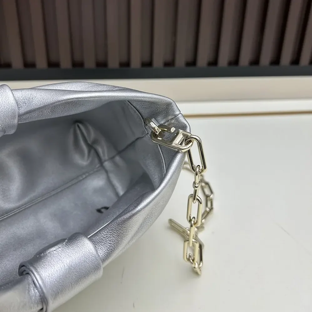 Dior Or Small Dior Bow Bag Silver for Women in Tone Laminated Lambskin