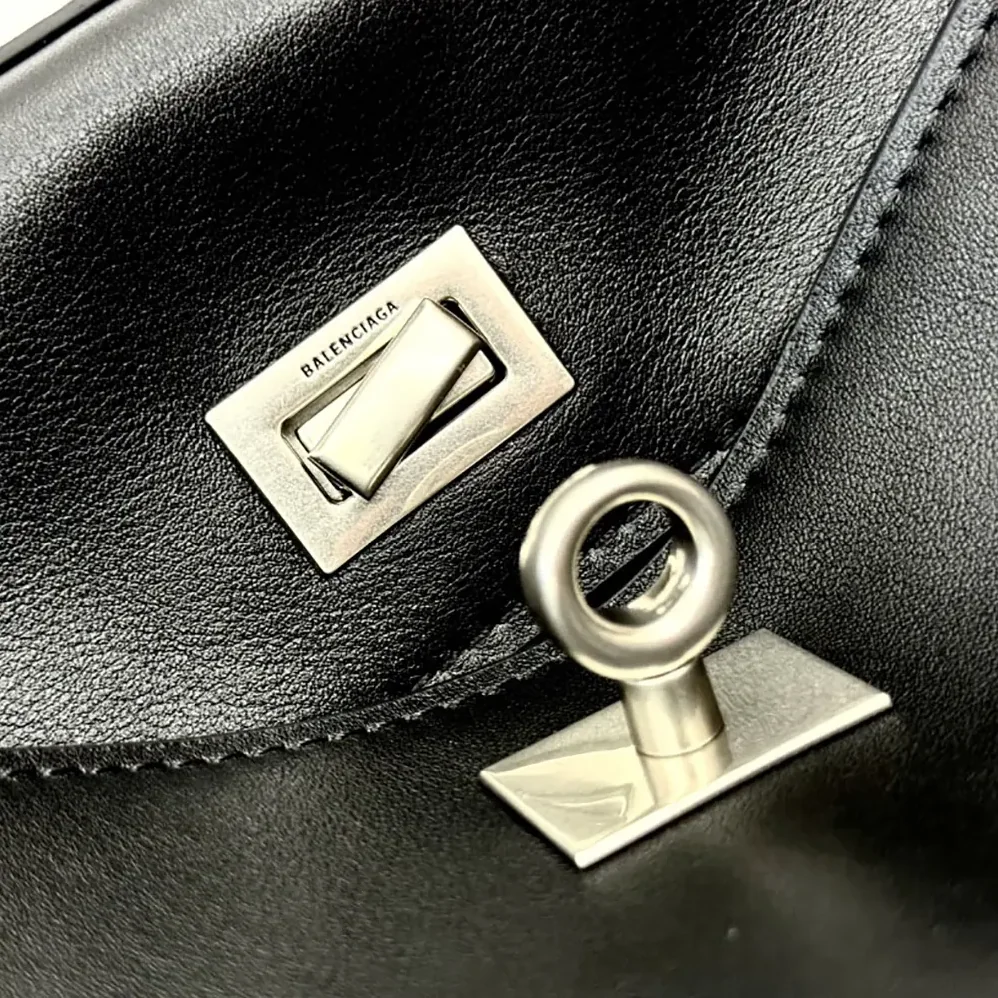 Balenciaga Rodeo Handbag Small In Black Smooth Calfskin Aged for Women in Silver Hardware