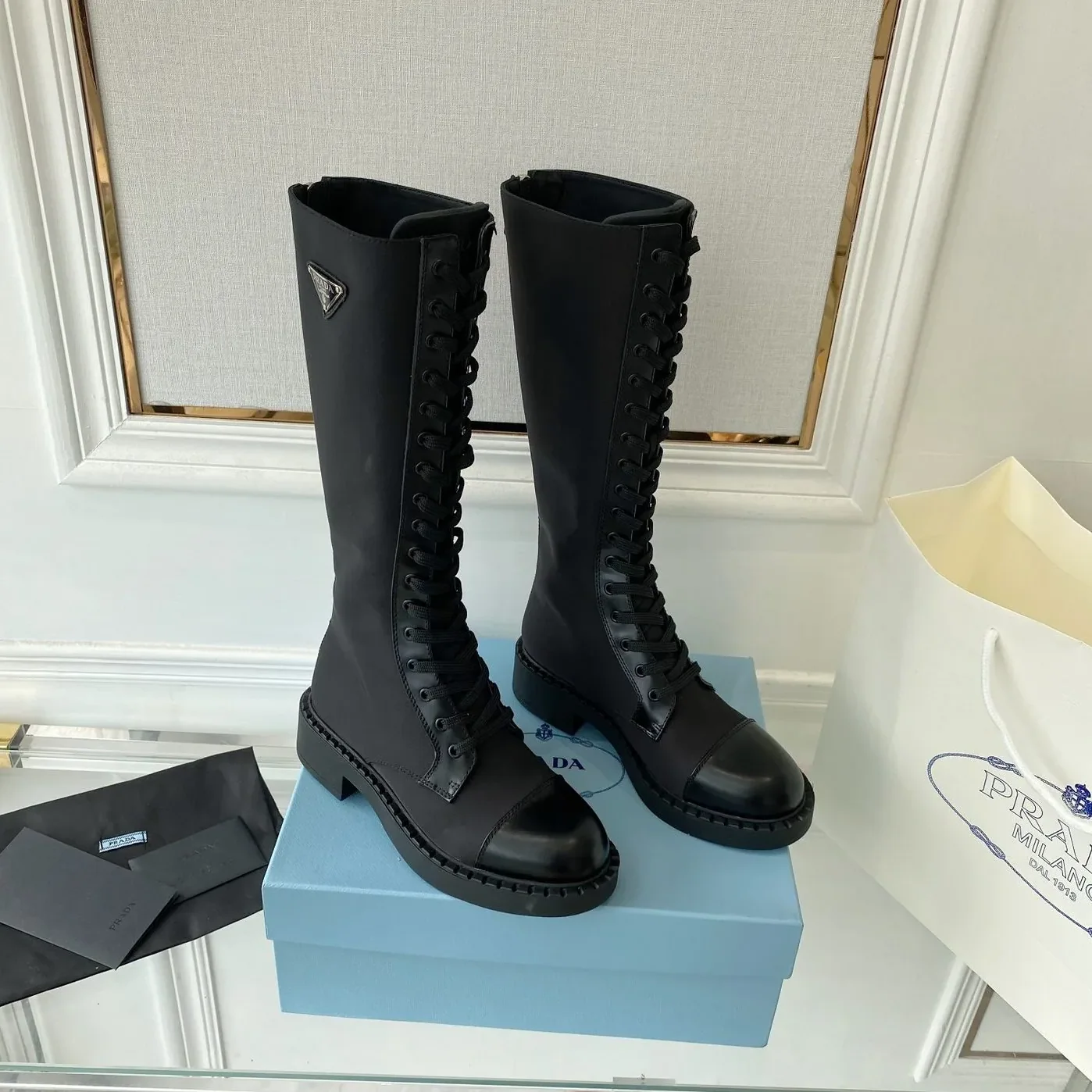 Prada Brushed And Re in Nylon Boots Black Prada Brushed And Re in Nylon Boots Black