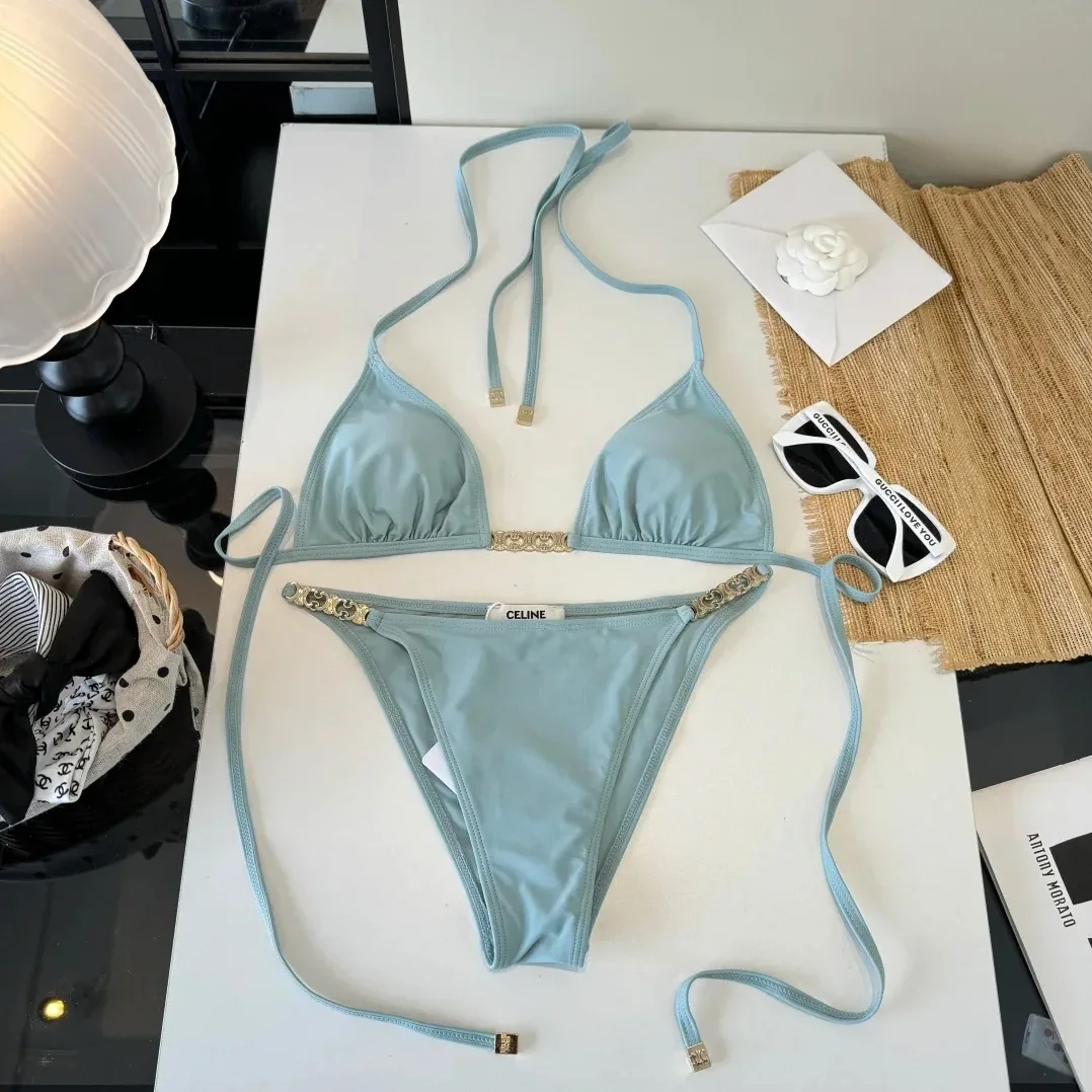 Celine Triomphe Triangle Bikini Mineral Blue Celine Triomphe Triangle Bikini Mineral Blue