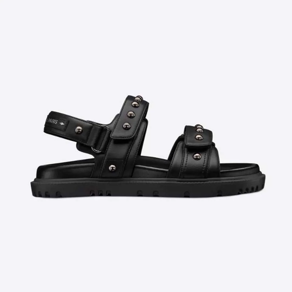 Dior Dioract Sandal Black Lambskin and Silver for Women in Finish Rivets Dior Dioract Sandal Black Lambskin and Silver for Women in Finish Rivets