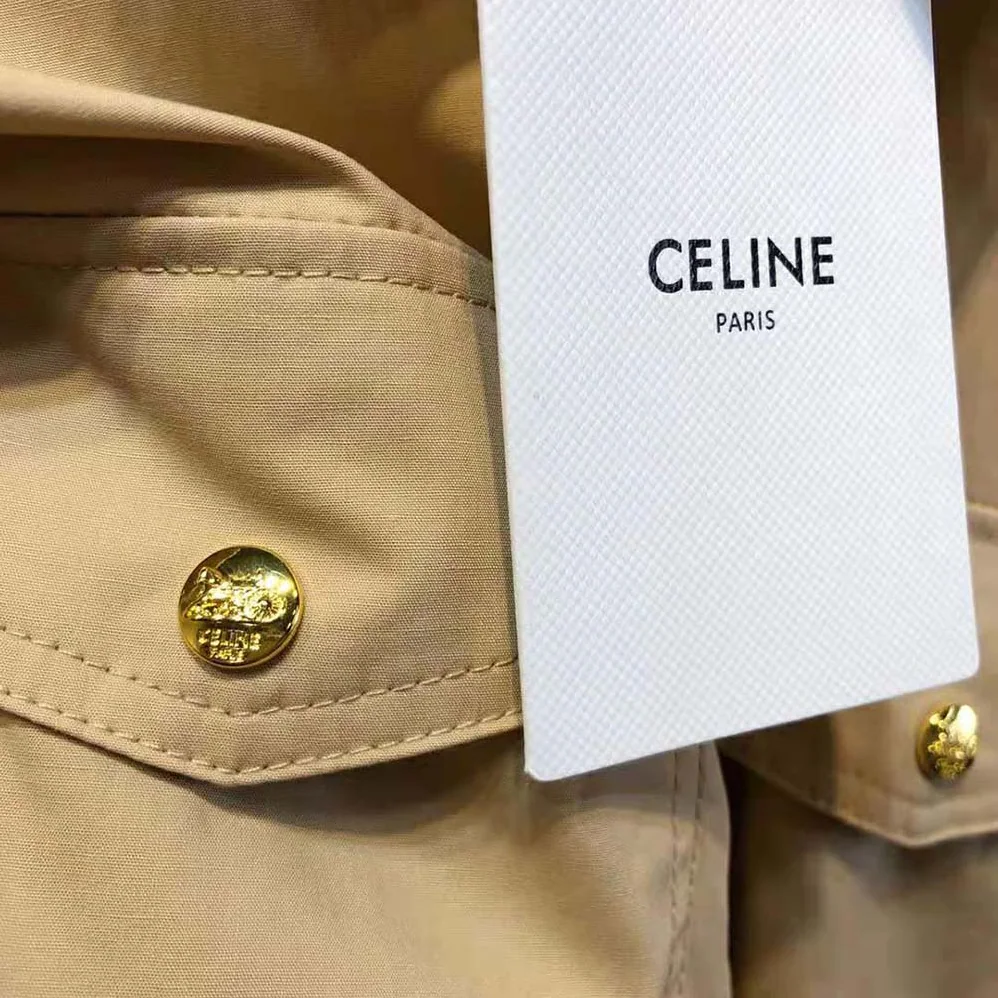 Celine Shirt Dress in Lightweight Cotton for Women in Brown Celine Shirt Dress in Lightweight Cotton for Women in Brown