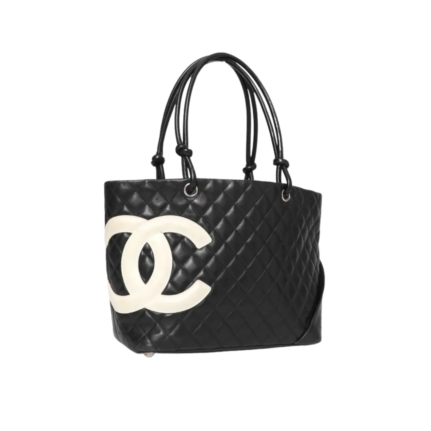 Chanel Cambon Ligne Large Tote Bag in Black/ White Silver Hardware