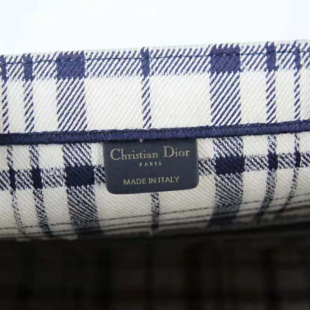 Dior Book Tote Blue Check'n'Dior Embroidery for Women