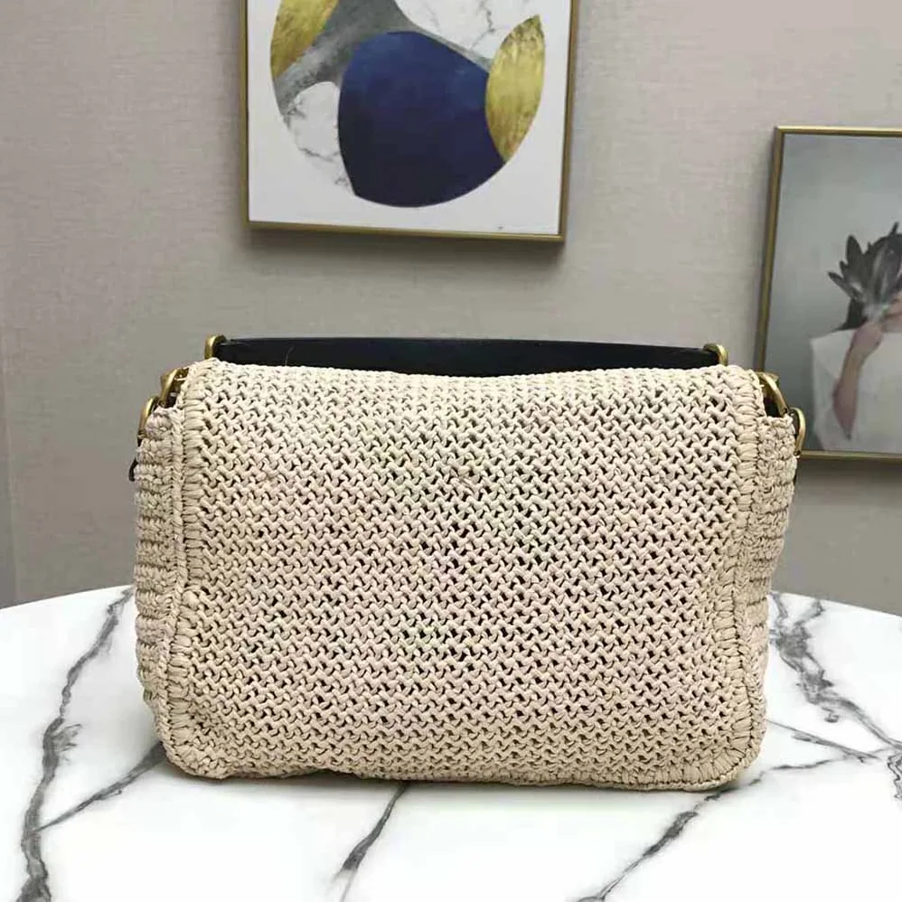 Fendi Baguette Large Natural Straw Bag for Women Fendi Baguette Large Natural Straw Bag for Women