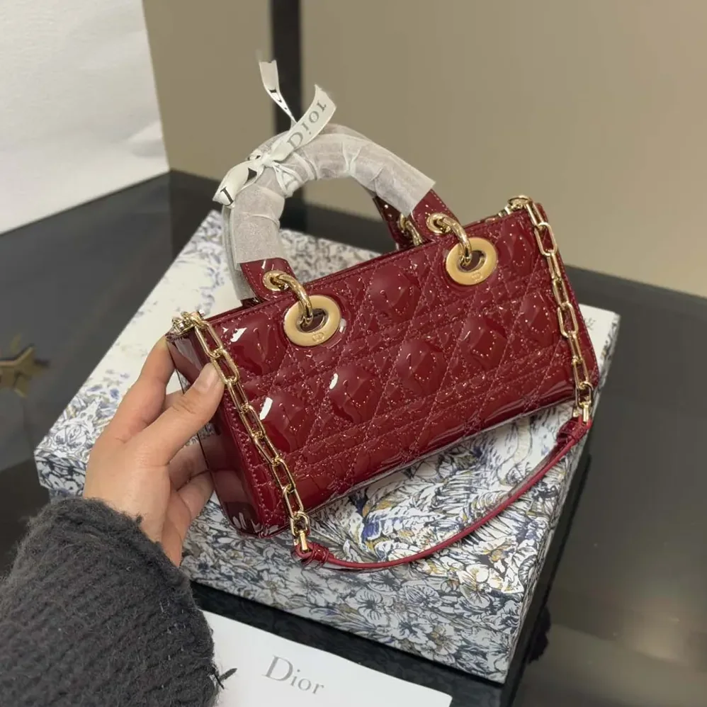 Dior Small Lady D-Joy Bag Cherry Red Patent Cannage Calfskin for Women Dior Small Lady D-Joy Bag Cherry Red Patent Cannage Calfskin for Women