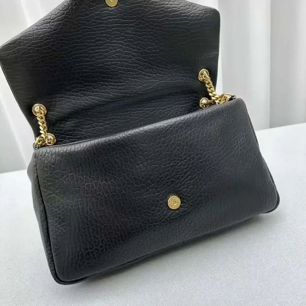 Saint Laurent YSL Calypso Large in Plunged Lambskin for Women in Black Saint Laurent YSL Calypso Large in Plunged Lambskin for Women in Black