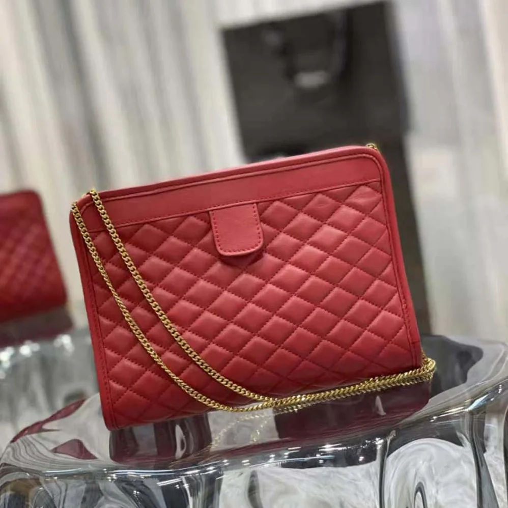 Saint Laurent YSL Victoire Baby Clutch in Leather for Women in Red