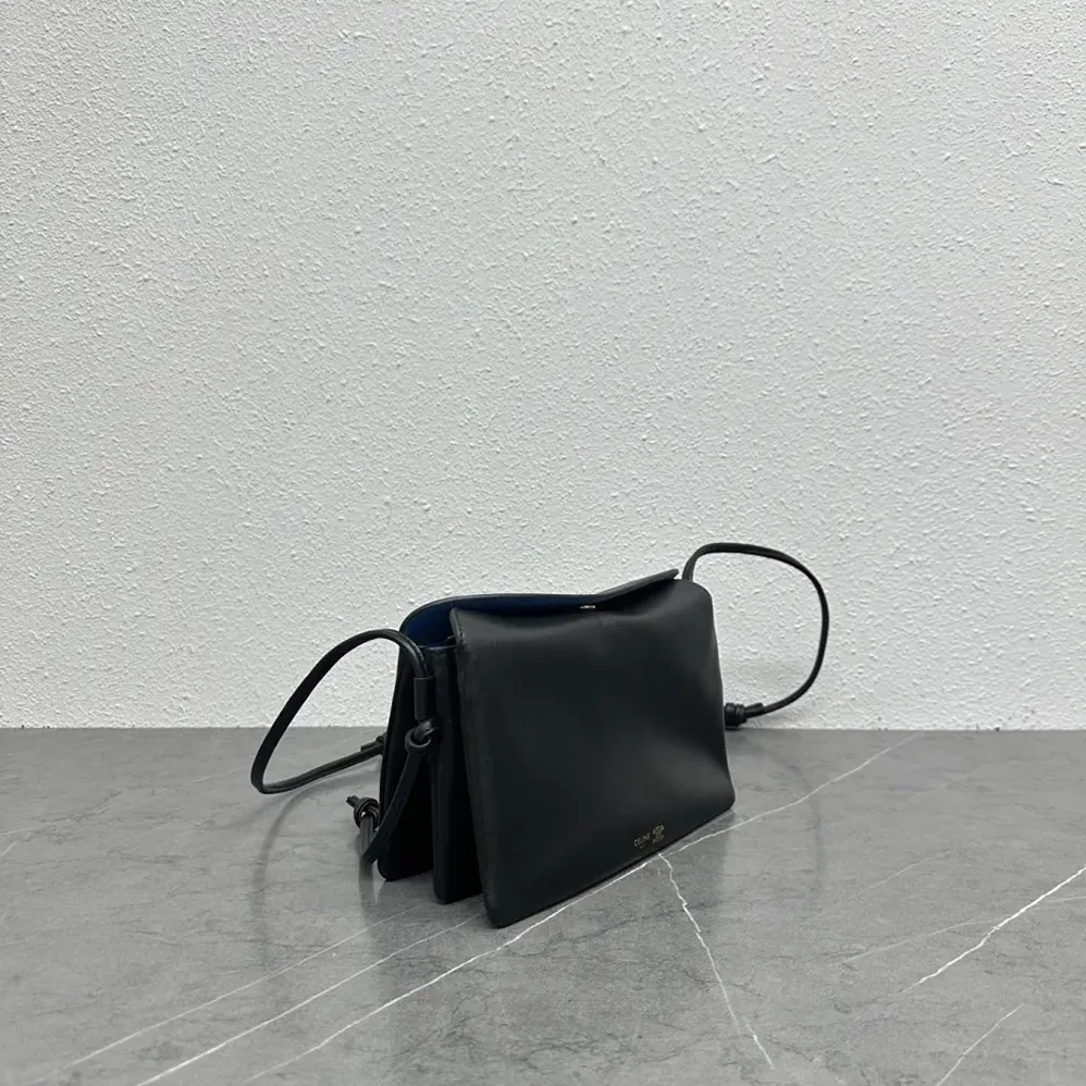 Celine Trio Flap In Smooth Lambskin for Women in Black