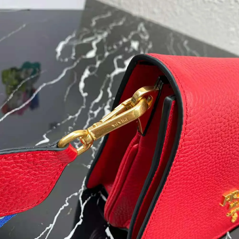 Prada Calf Leather Shoulder Bag for Women in Red