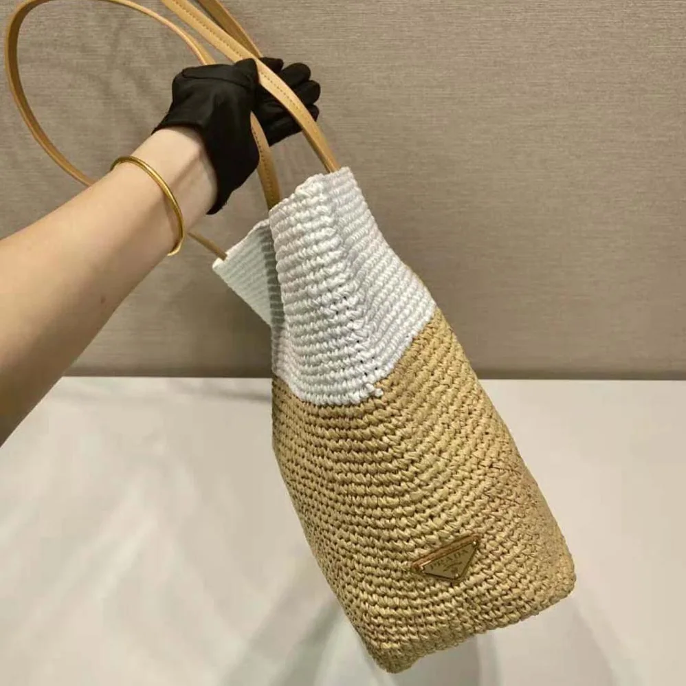 Prada Crochet and Leather Tote Bag for Women Prada Crochet and Leather Tote Bag for Women