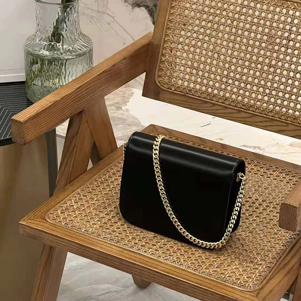 Celine Classique Triomphe Bag in Shiny Calfskin for Women in Black