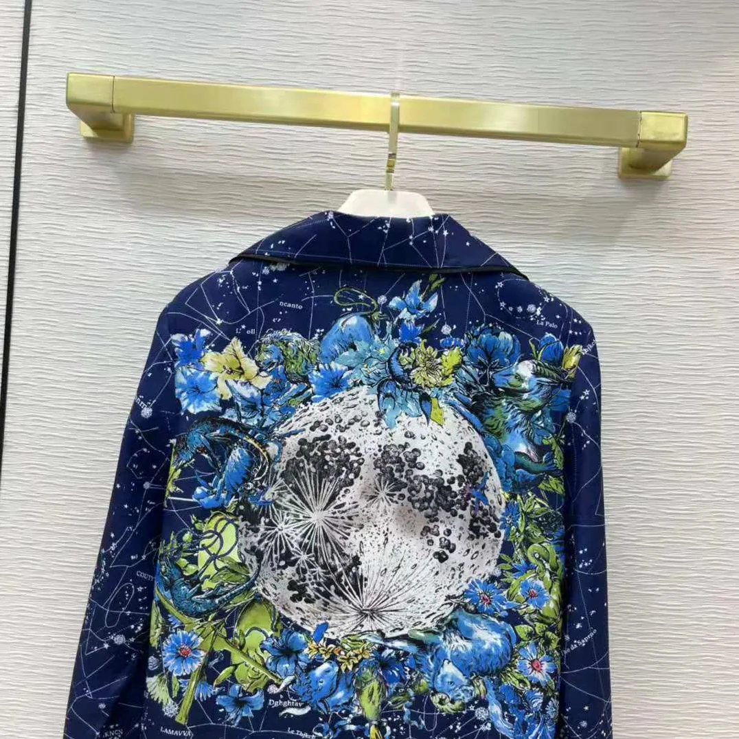 Dior Chez Moi Jacket Blue Dior Zodiac Silk Twill for Women