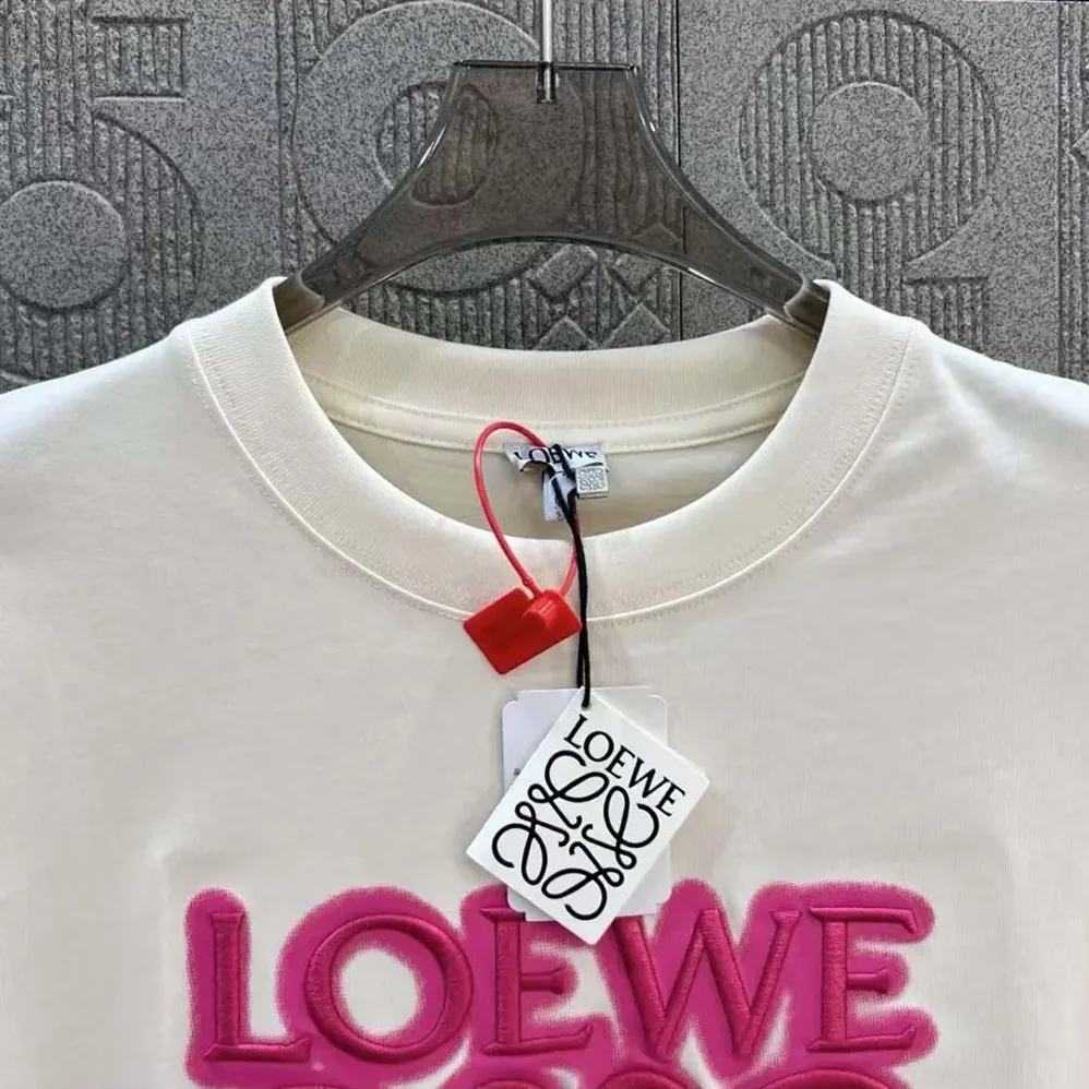 Loewe LOEWE Neon T-shirt in Cotton for Men in White/Pink