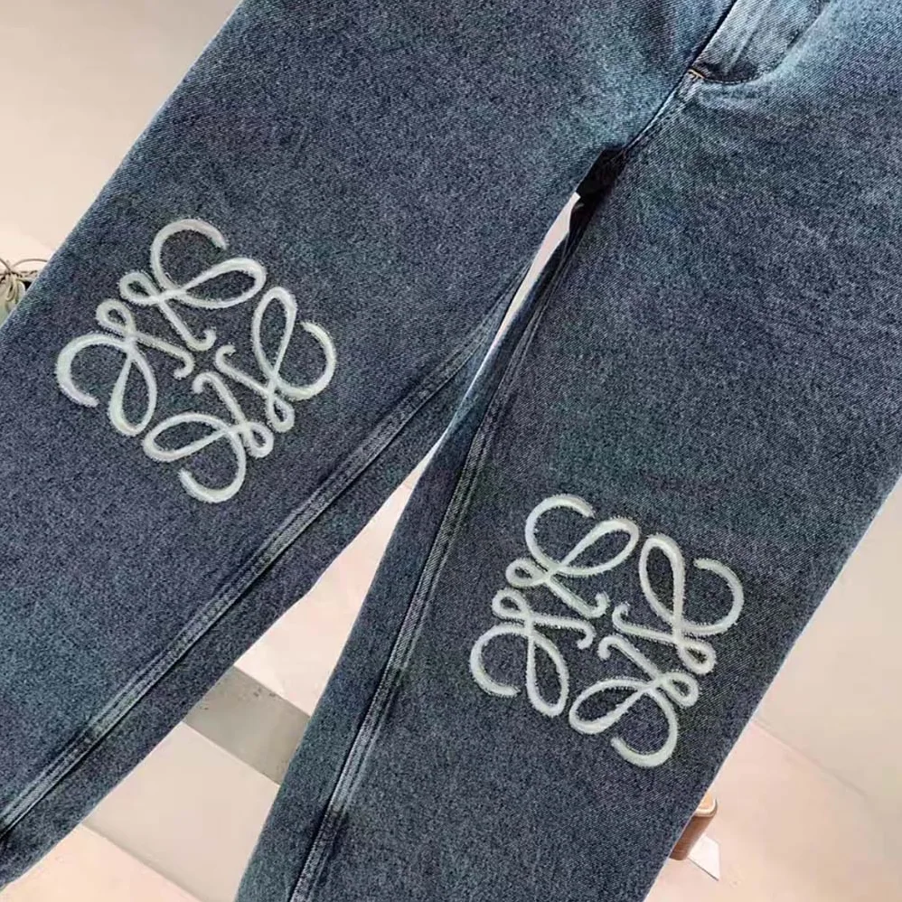 Loewe Anagram Cropped Jeans in Denim for Women Loewe Anagram Cropped Jeans in Denim for Women
