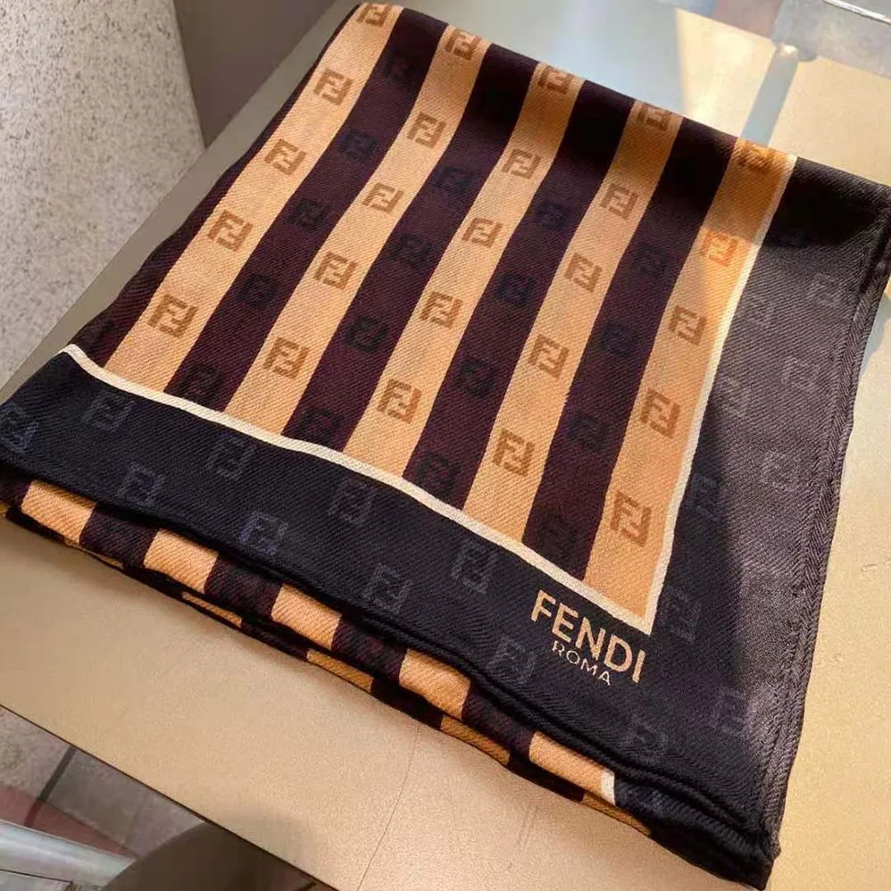 Fendi Pequin Foulard Brown Silk Foulard for Women Fendi Pequin Foulard Brown Silk Foulard for Women