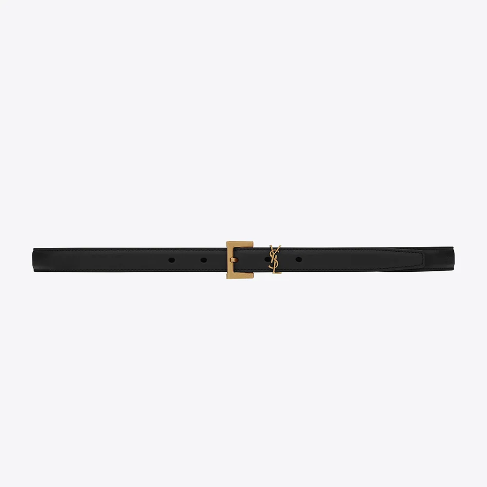 Saint Laurent YSL Monogram Narrow Belt with Square Buckle in Lacquered Leather for Women Saint Laurent YSL Monogram Narrow Belt with Square Buckle in Lacquered Leather for Women