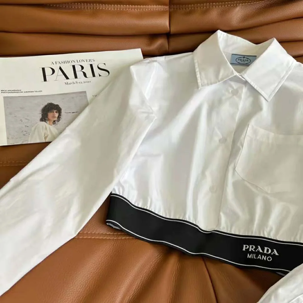 Prada Stretch Poplin Shirt with a Hybrid Design Reinvents for Women Prada Stretch Poplin Shirt with a Hybrid Design Reinvents for Women