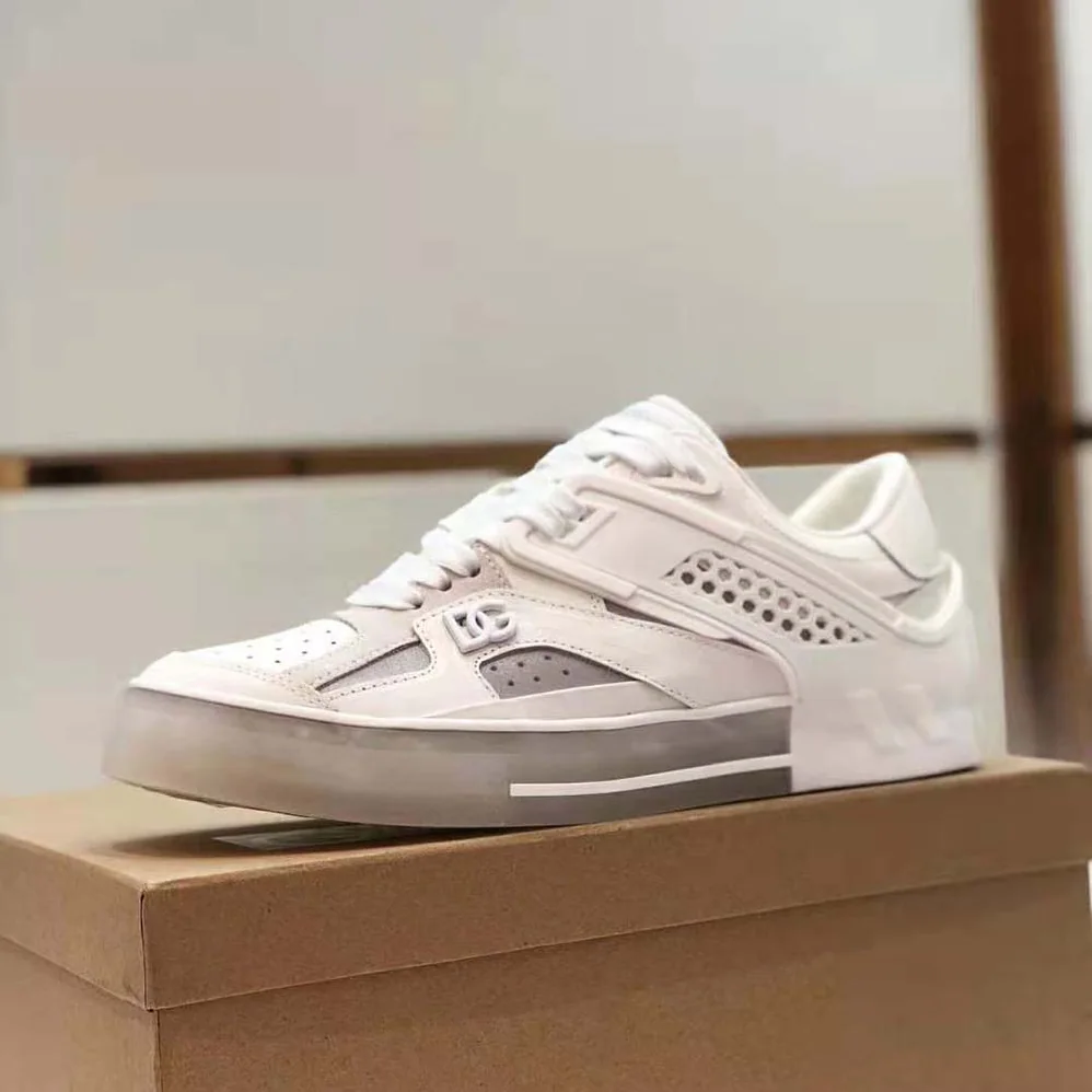 Dolce Gabbana D&G Mixed-Material Custom 2.Zero Sneakers for Men in White Dolce Gabbana D&G Mixed-Material Custom 2.Zero Sneakers for Men in White